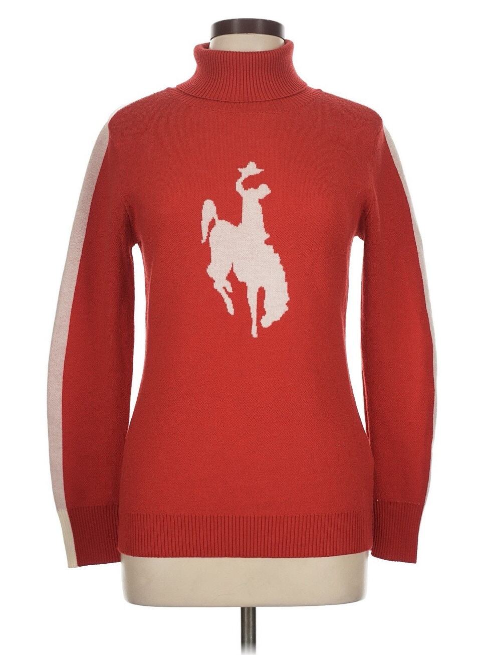 Snow Society Red 100% Wool Cowboy Print Wester Turtleneck Sweater M